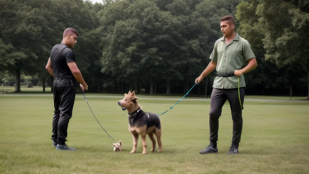 Laisse de chien mouillée tenue par des mains froides, symbole des débuts difficiles en dressage maison