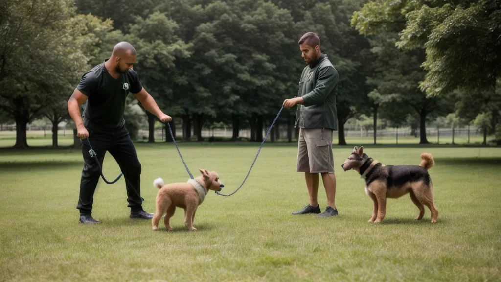 Chien de refuge anxieux assis contre la porte d'entrée juste avant le départ au travail