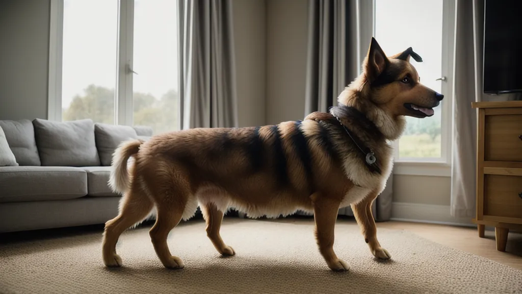 Chien croisé berger cherchant des friandises dans un carton de livraison
