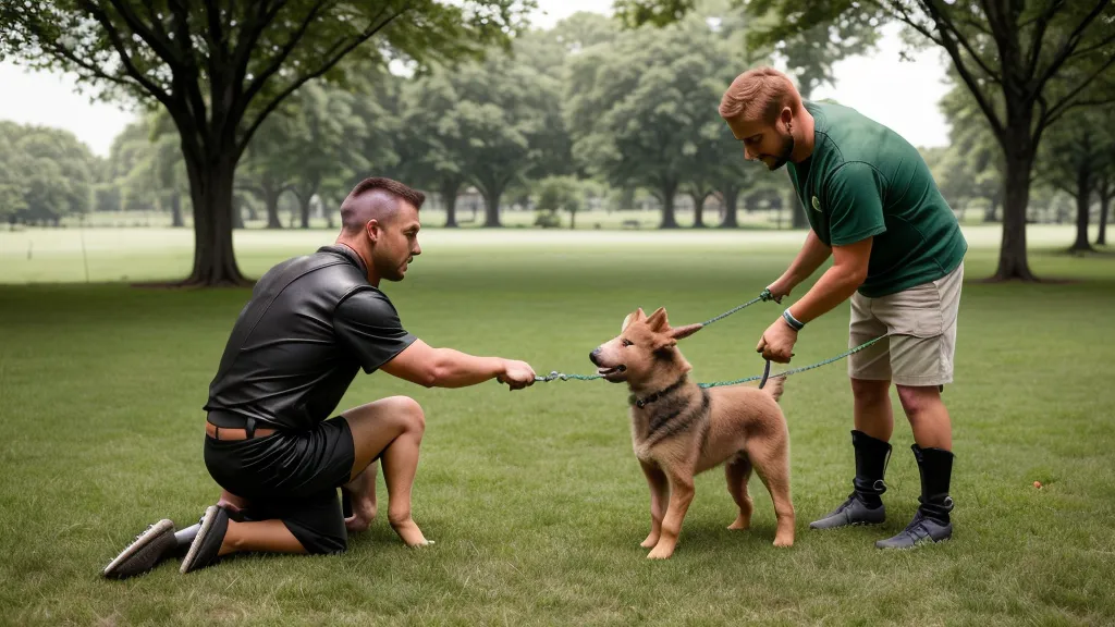 Récompense en dressage positif d'un chien resté assis, quatre pattes au sol, méthode douce