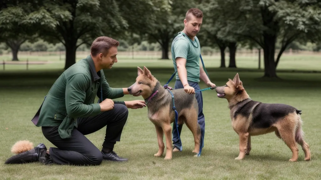 Laisse de chien détendue en forme de U, signe d'une marche en laisse réussie sans traction