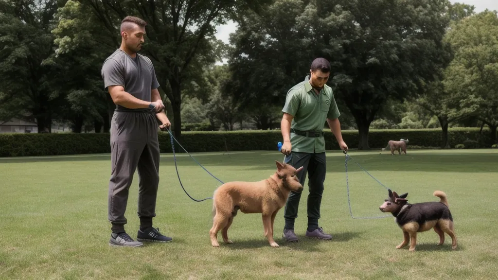Balade tranquille dans un parc de Lyon avec un chien qui explore sans tirer sur la laisse