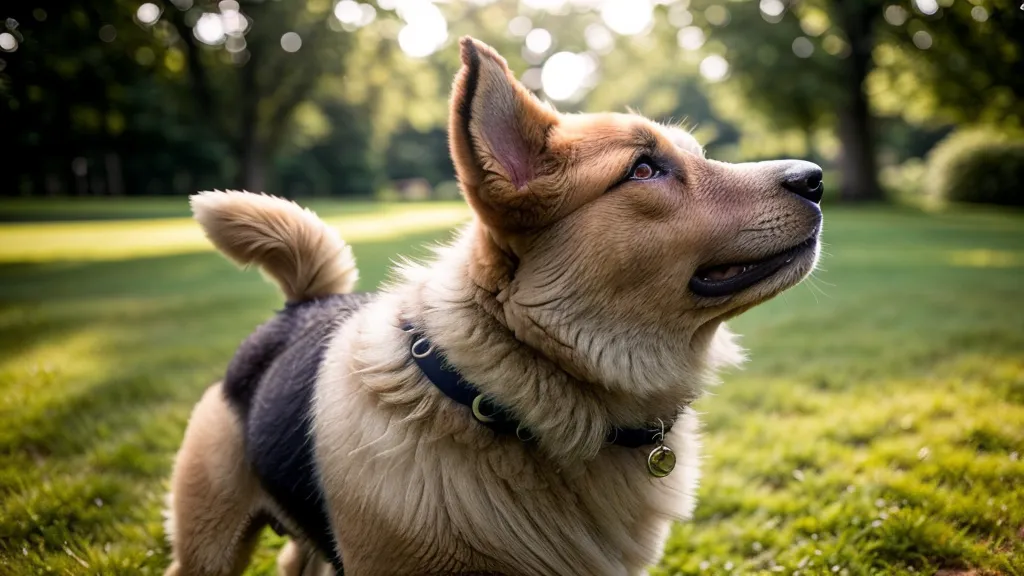 Gros plan d'une main donnant une récompense à un chien attentif.