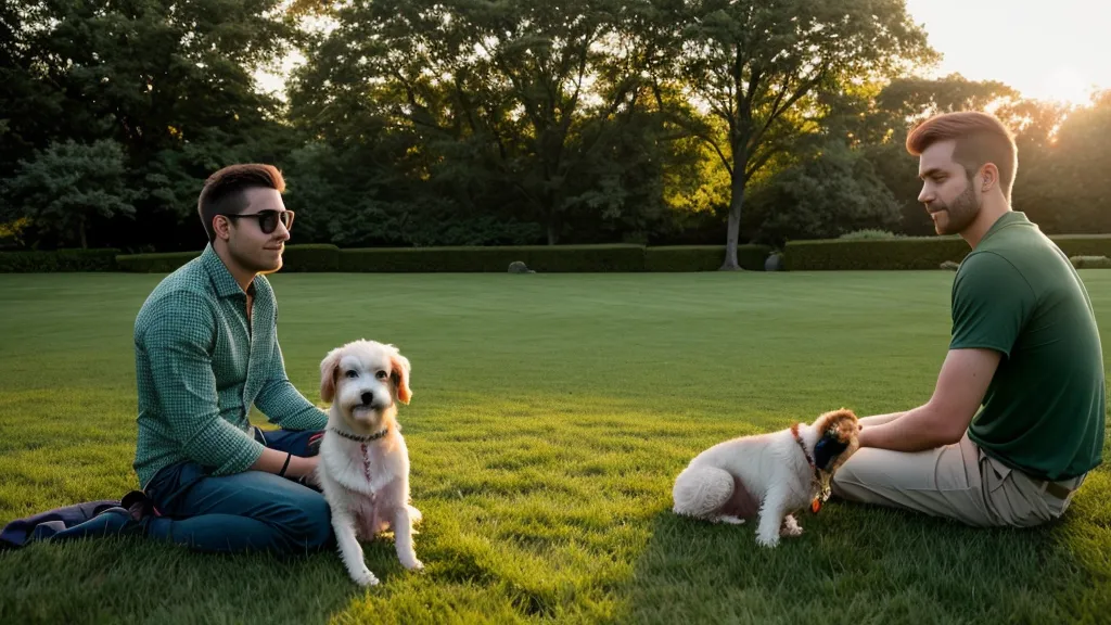 Un propriétaire de chien utilisant des signaux d'apaisement pour calmer son animal.