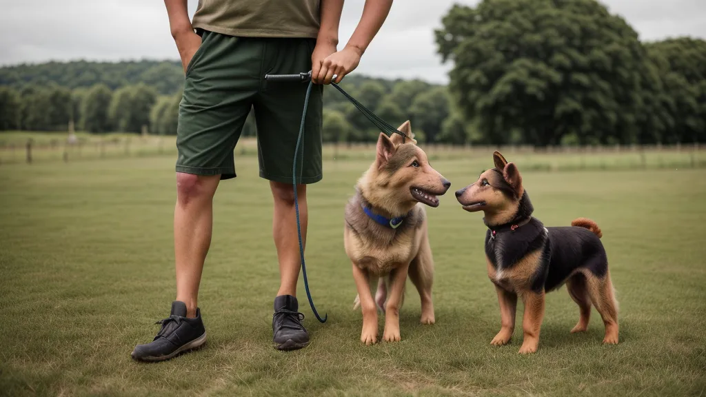 Ordinateur portable affichant un programme de dressage canin en ligne à quinze minutes par jour, friandises posées à côté