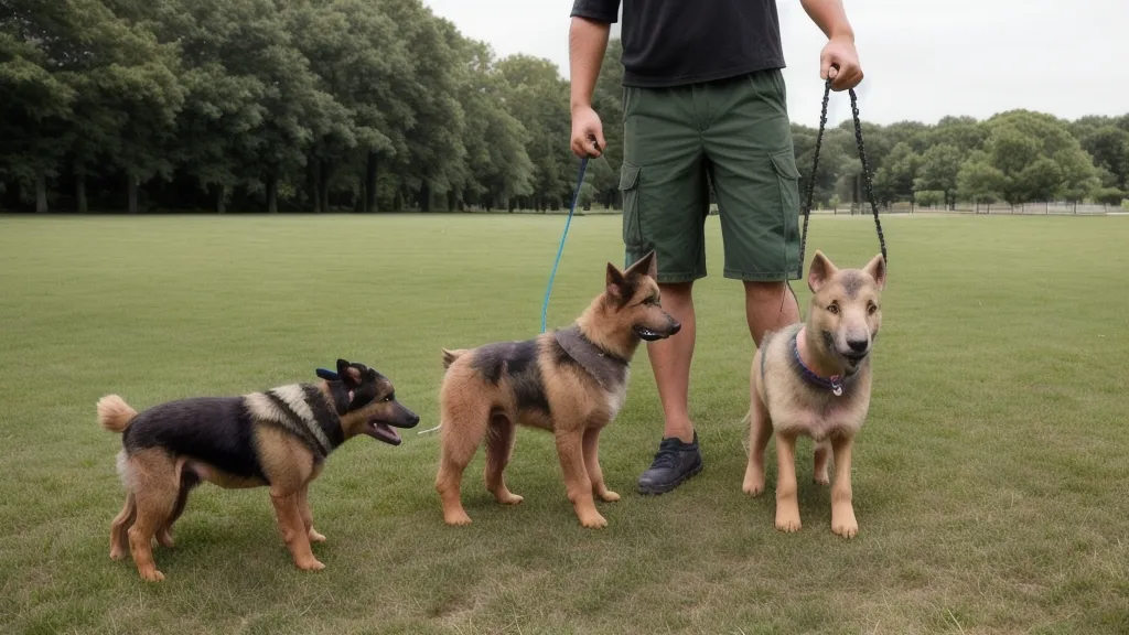 Chien détendu couché dans l'herbe après une séance d'éducation canine réussie