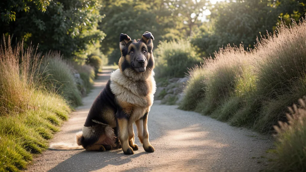 Un chien assis calmement au milieu de l'agitation d'un parc public.