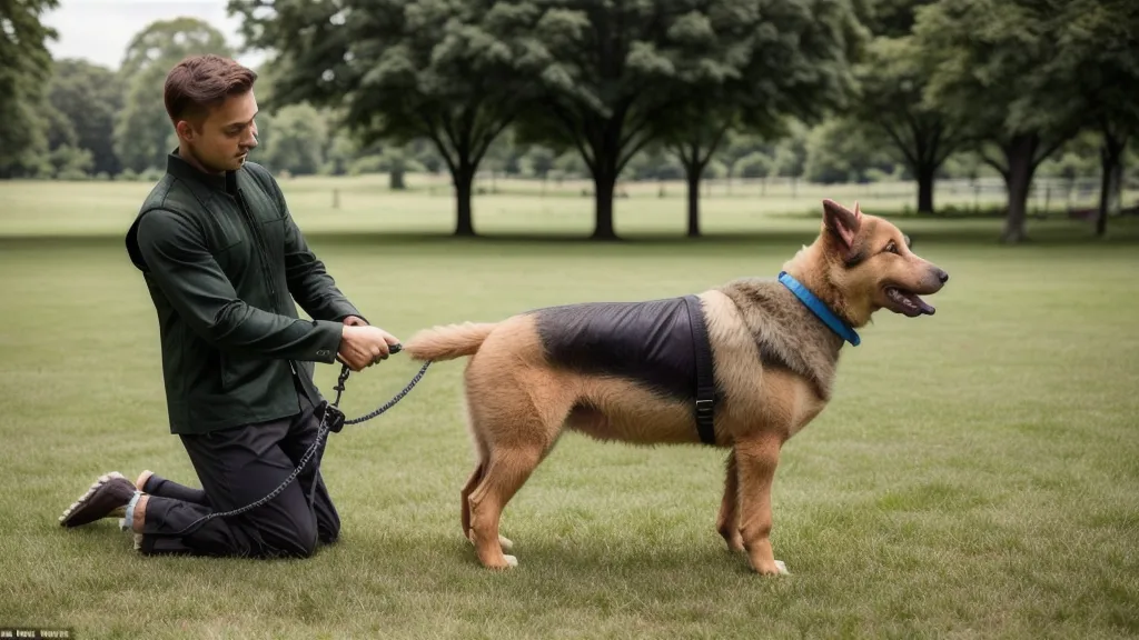 Main tenant une friandise pour récompenser un chien adulte pendant une séance de dressage en méthode douce