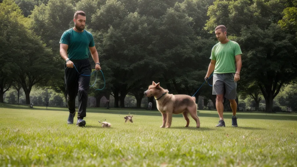 Chien de berger croisé assis calmement au Parc de la Tête d'Or pendant une séance d'obéissance