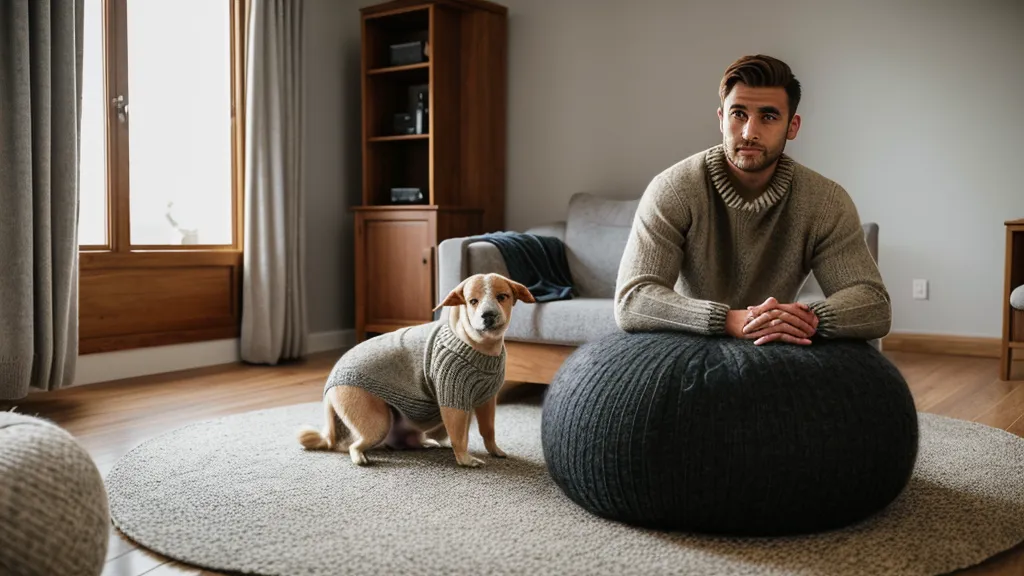 Homme apprenant à son chien à aller dans son panier