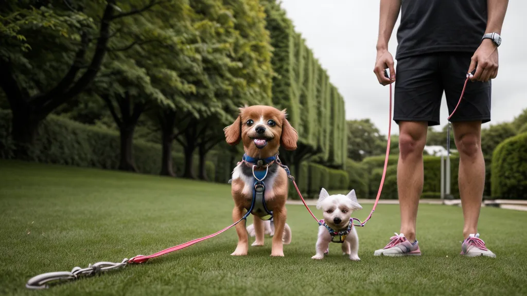 Main tenant une laisse de 1m20 et une friandise pour capter l'attention du chien