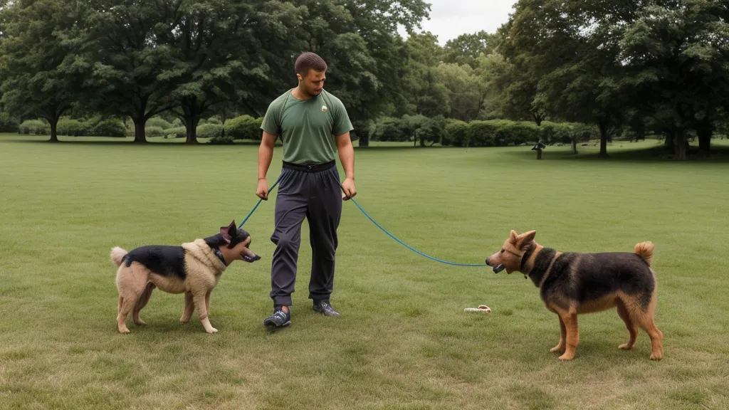 Chiot berger couché calmement en liberté surveillée, sans cage, grâce à une méthode douce d'éducation canine